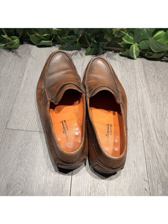 Santoni Men’s Carlo Soft Burnished Leather Brown Penny Loafer Size 9 EE main image 9